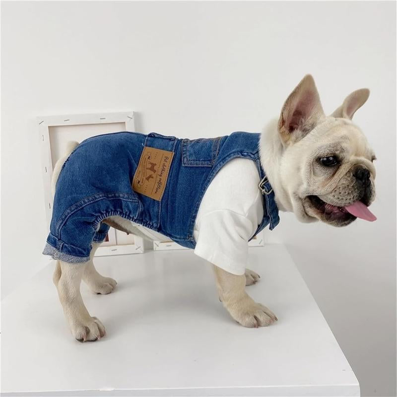 Dog Denim Jumpsuit Costumes Cat Pet Jean Overalls Clothes for Yorkie Bulldog Dog Denim Overalls,2025 Trendy Pet Denim Vests, Dog Clothes Outfits Outdoor