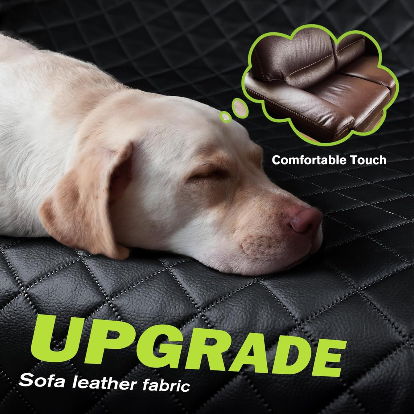 Dog Car Seat Cover for Back Seat, Waterproof & Scratch-Resistant Leather Fabric Back Seat Extender for Dogs, Car Window Fixing for Maximum Car Protection, Support to 330 Lbs, for Cars/Suv/Trucks