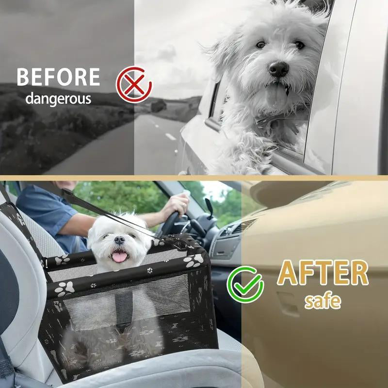 Pet Car Seat, Adjustable Pet Car Seat with Safety Leash, Pet Carrier for Small Dogs & Cats, Car Travel Accessories for Pet Owners