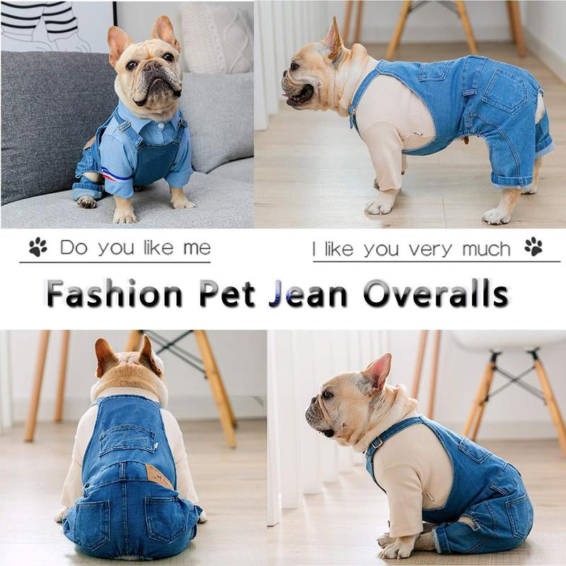 Dog Denim Jumpsuit Costumes Cat Pet Jean Overalls Clothes for Yorkie Bulldog Dog Denim Overalls,2025 Trendy Pet Denim Vests, Dog Clothes Outfits Outdoor