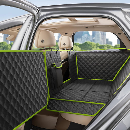 Dog Car Seat Cover for Back Seat, Waterproof & Scratch-Resistant Leather Fabric Back Seat Extender for Dogs, Car Window Fixing for Maximum Car Protection, Support to 330 Lbs, for Cars/Suv/Trucks