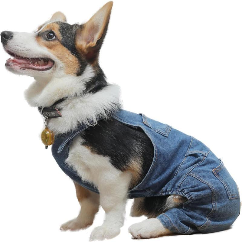 Dog Denim Jumpsuit Costumes Cat Pet Jean Overalls Clothes for Yorkie Bulldog Dog Denim Overalls,2025 Trendy Pet Denim Vests, Dog Clothes Outfits Outdoor