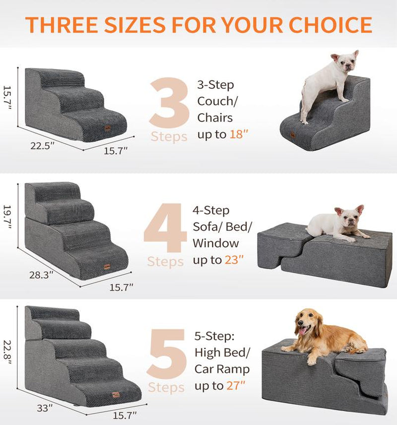 Made4Pets Dog Stairs and Ramp for Bed 3-5 Step Non-Slip Pet Stairs Suitable for High Bed Climbing Universal Design for Dogs and Cats Outdoorfun - Home