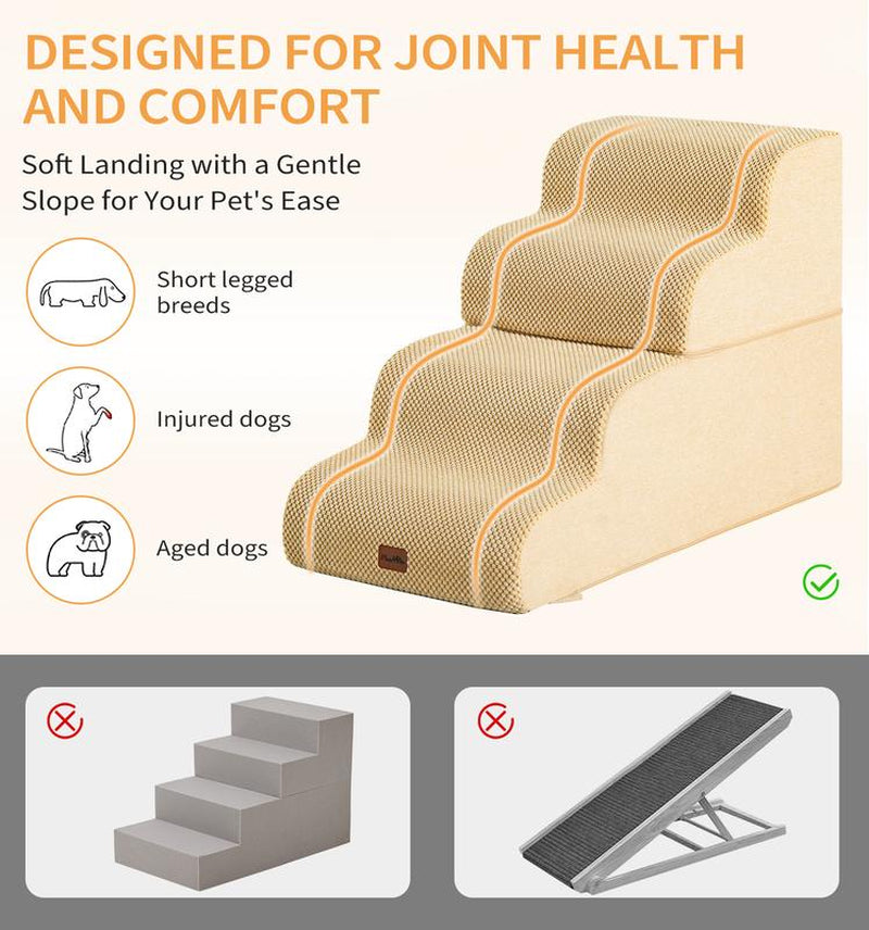 Made4Pets Dog Stairs and Ramp for Bed 3-5 Step Non-Slip Pet Stairs Suitable for High Bed Climbing Universal Design for Dogs and Cats Outdoorfun - Home