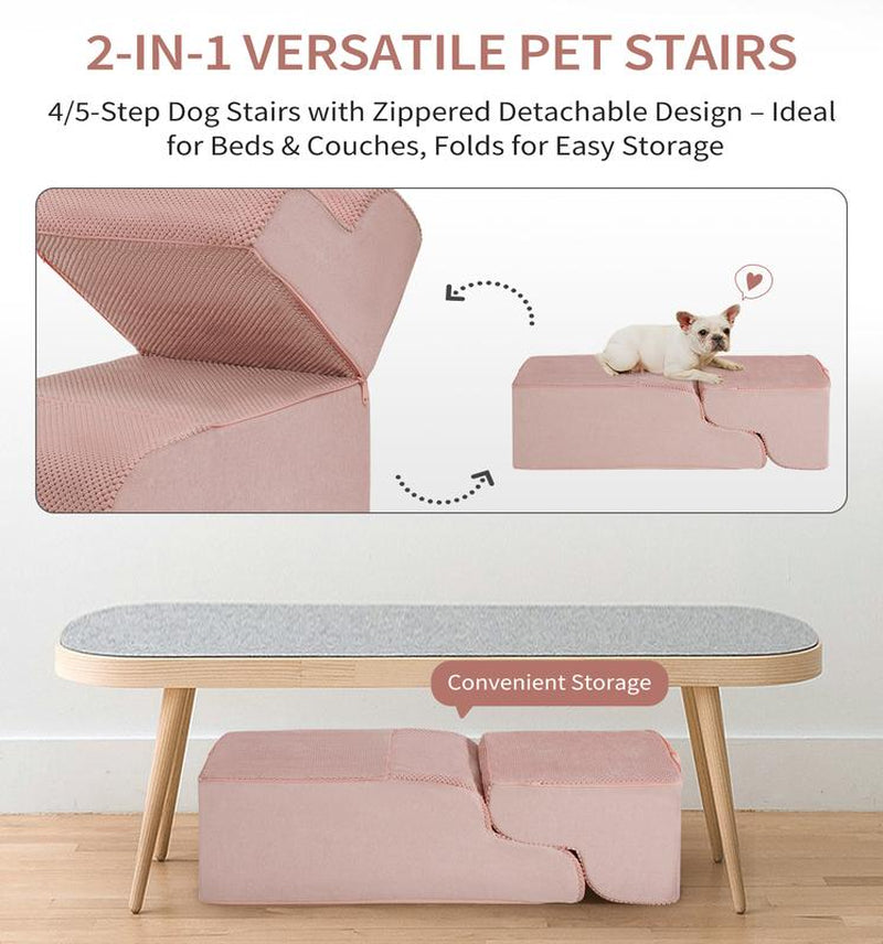 Made4Pets Dog Stairs and Ramp for Bed 3-5 Step Non-Slip Pet Stairs Suitable for High Bed Climbing Universal Design for Dogs and Cats Outdoorfun - Home