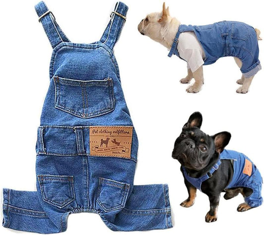 Dog Denim Jumpsuit Costumes Cat Pet Jean Overalls Clothes for Yorkie Bulldog Dog Denim Overalls,2025 Trendy Pet Denim Vests, Dog Clothes Outfits Outdoor