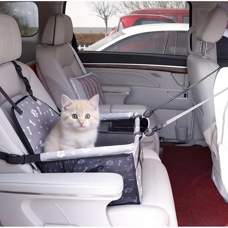 Pet Car Seat, Adjustable Pet Car Seat with Safety Leash, Pet Carrier for Small Dogs & Cats, Car Travel Accessories for Pet Owners